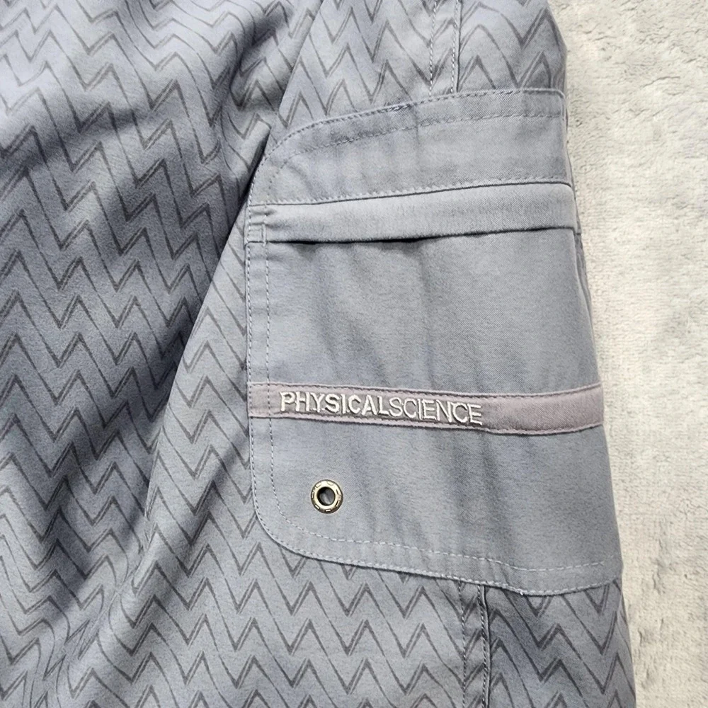 Physical Science Board Shorts Mens 32 Gray Chevron Tribal Dragon Cargo Beach Y2K